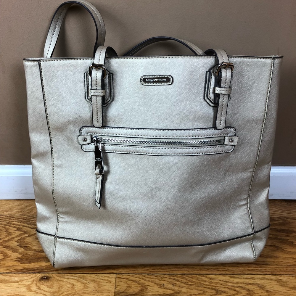Dana Bachman Gold Metallic Handbag Tote Purse
